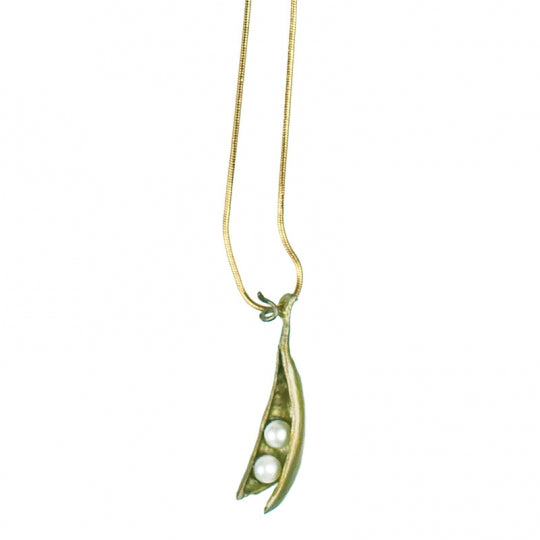 Pea Pod Necklace with 2 pearls