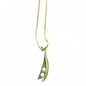 Pea Pod Necklace with 2 pearls
